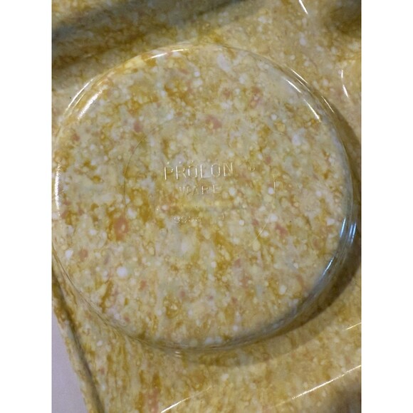 3 Vintage Prolon Ware Melamine Cafeteria Lunch Tray Yellow Confetti 14.75 inches - Picture 5 of 5